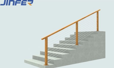 Cable Wood Stair Railing Install